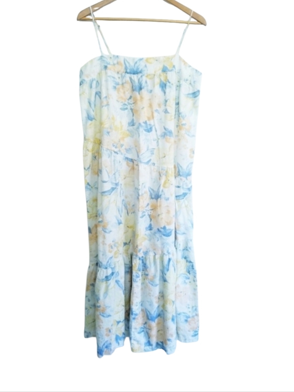 Abercrombie & Fitch Floral Sleeveless Spaghetti Strap Linen Blend Maxi Dress